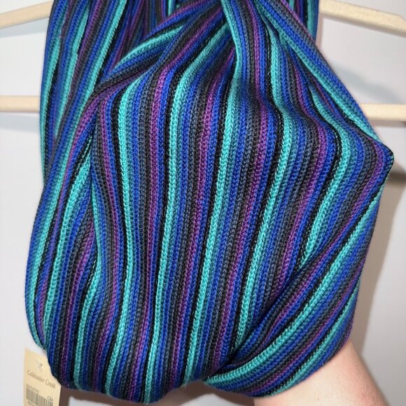 NWT Coldwater Creek Mini Stripe Infinity Scarf Acrylic Blue & Purple - Picture 5 of 5